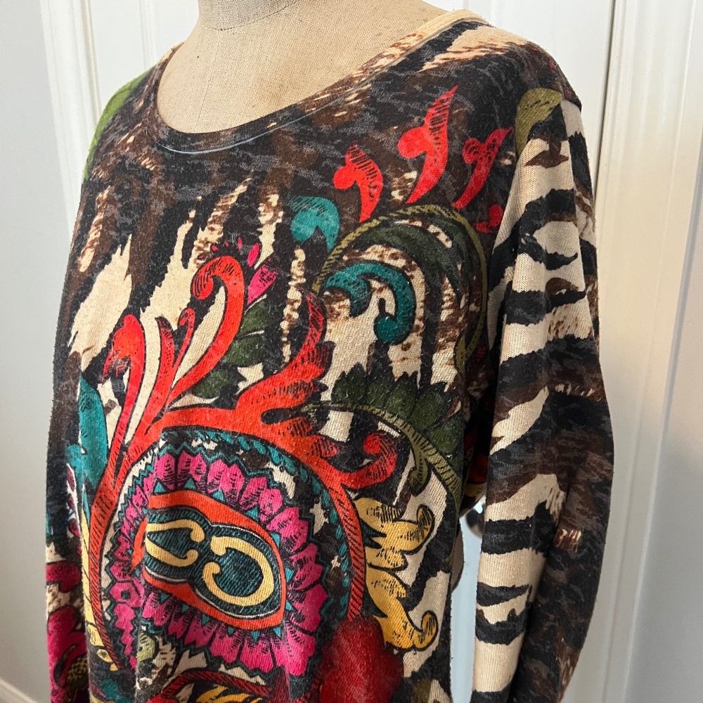 Amma Mini Dress, Tunic, XL Colorful Long Sleeve Gypsy Flowy Bohemian Lig…